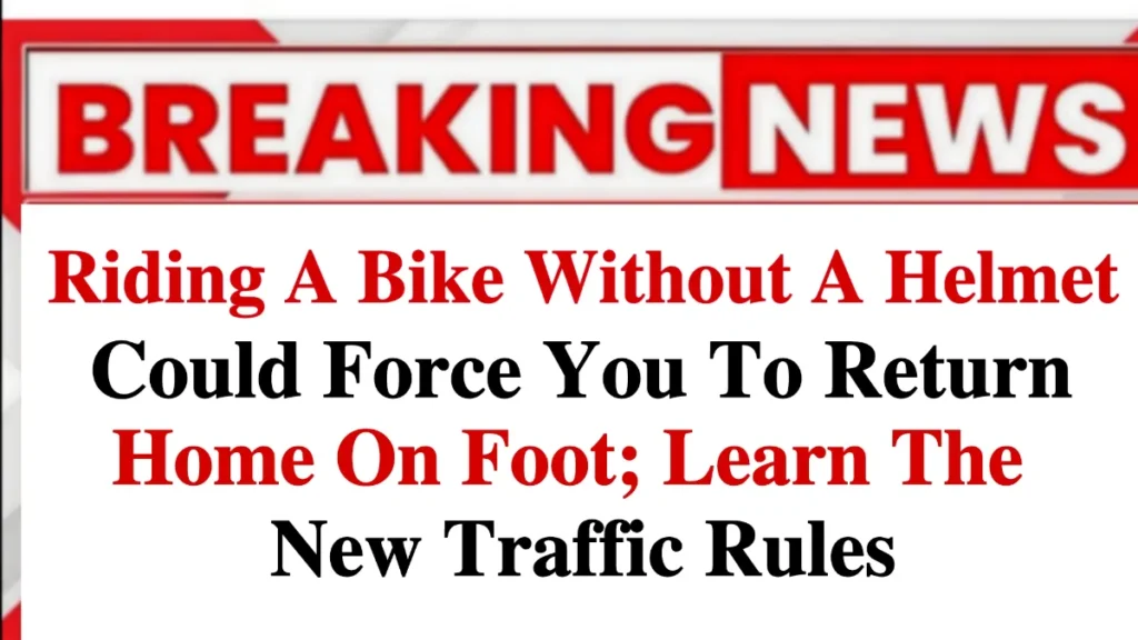 Traffic New Rules Riding Bike Helmetless Prepare to Go Home on Foot